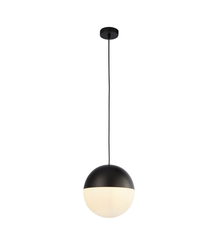 1 Light Pendant Black Finish With Opal Glass. Dia 250mm_Main
