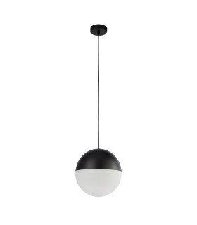 1 Light Pendant Black Finish With Opal Glass. Dia 250mm_Off