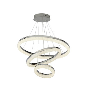 Circle LED 3 Ring Ceiling Pendant Chrome Crushed Ice 4000K_Main