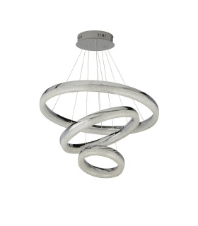 Circle LED 3 Ring Ceiling Pendant Chrome Crushed Ice 4000K_Off
