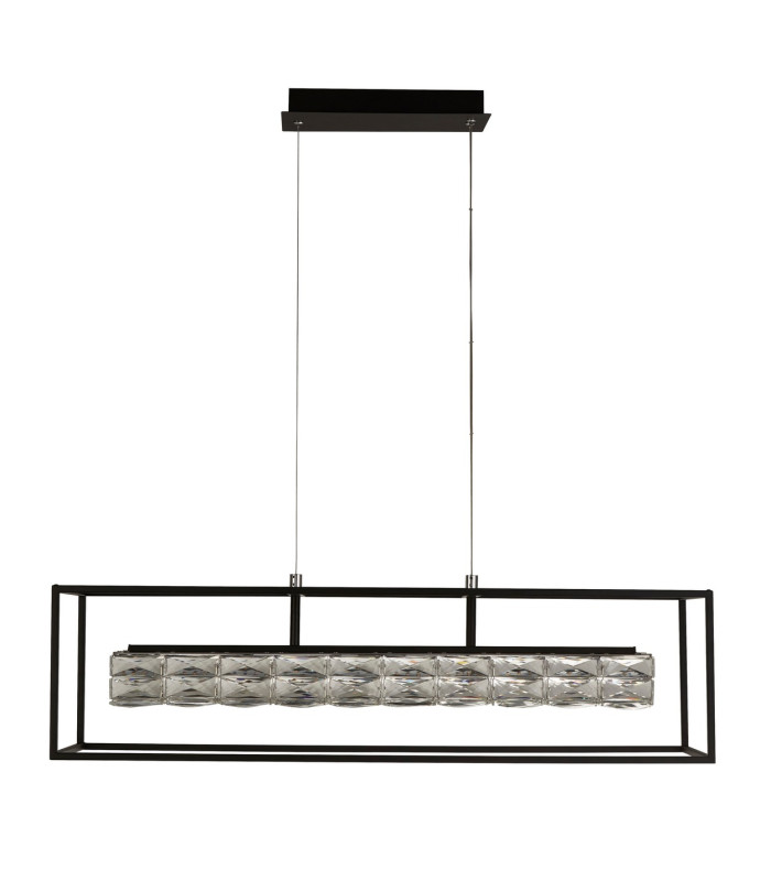 Elevator LED Crystal Pendant Matt Black Frame Dimmable 3000K_Off