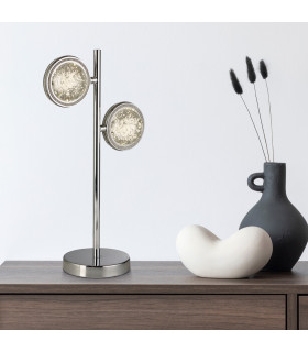 Quartz 2 Light Table Lamp Bubble Glass Detailed Rim 4000K_Room