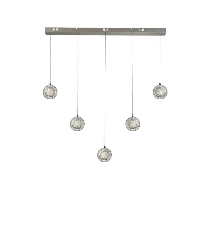 Quartz 5 Light Bar Pendant Bubble Glass Detailed Rim 4000K_Main