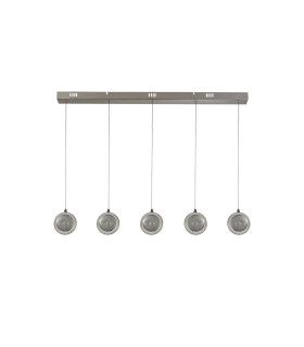 Quartz 5 Light Bar Pendant Bubble Glass Detailed Rim 4000K_Off