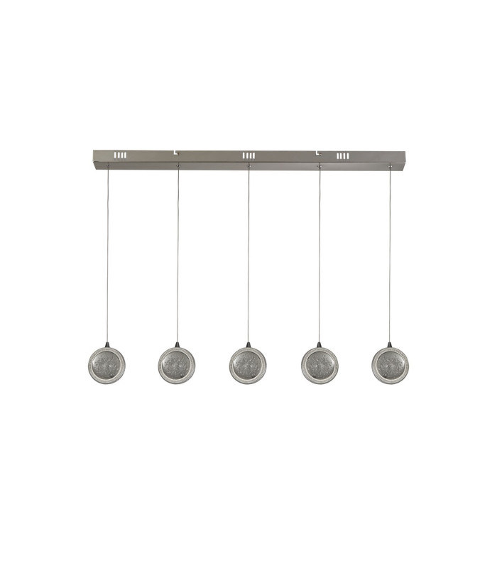 Quartz 5 Light Bar Pendant Bubble Glass Detailed Rim 4000K_Off