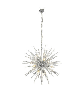 Starburst 10 Light Chrome Pendant Clear Glass Bead Detail_Main