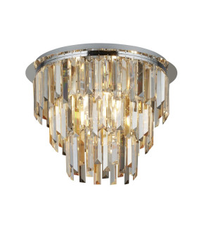Clarissa 5 Light Chrome Flush Clear/Amber/Smokey Crystal Prism Drops_Main