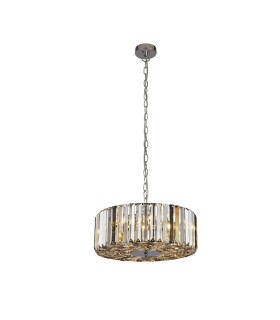 Chapeau 4 Light Chrome Pendant / Semi Flush Amber Smoke And Clear Glass Crystals_Main