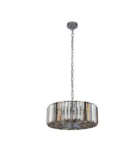 Chapeau 4 Light Chrome Pendant / Semi Flush Amber Smoke And Clear Glass Crystals_Off