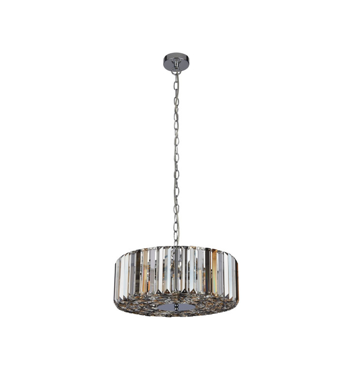Chapeau 4 Light Chrome Pendant / Semi Flush Amber Smoke And Clear Glass Crystals_Off