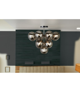 Berry 13 Light Ceiling Light Chrome Smoked Glass_Room