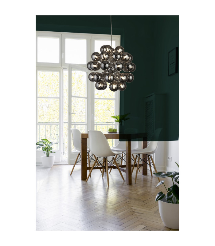 Berry 27 Light Pendant Chrome Smoked Glass_Room