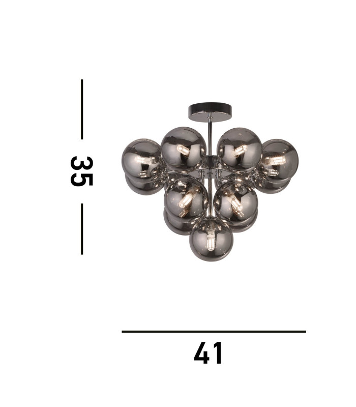 Berry 13 Light Ceiling Light Chrome Smoked Glass_Line
