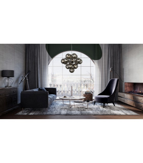 Berry 17 Light Pendant Chrome Smoked Glass_Room