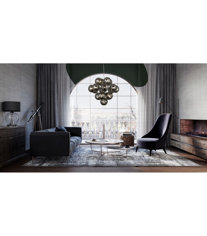 Berry 17 Light Pendant Chrome Smoked Glass_Room