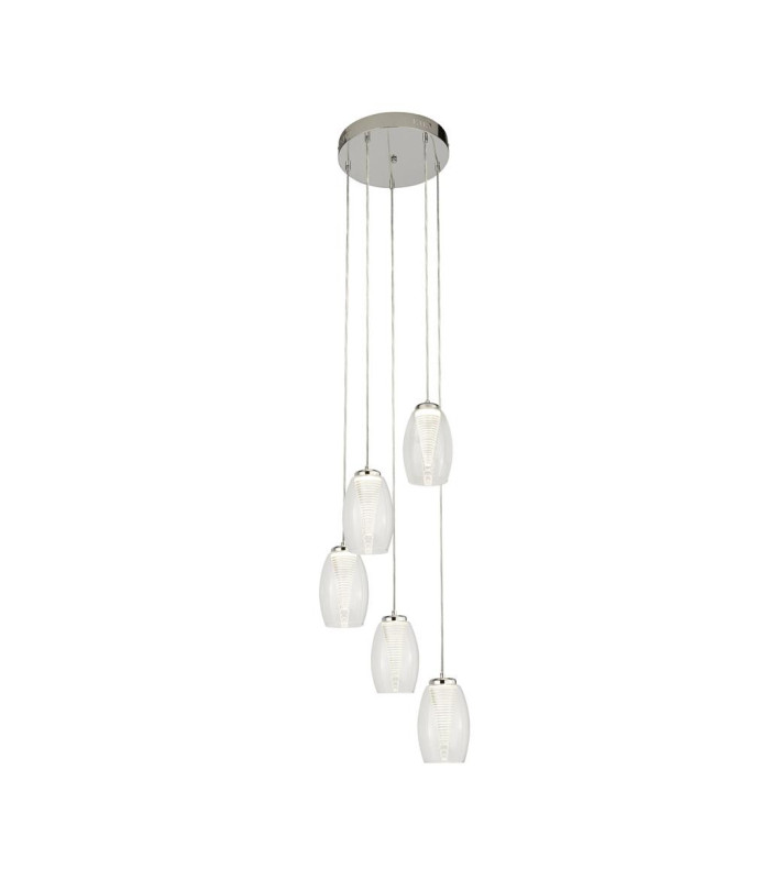 Cyclone 5 Light Drop Pendant Clear Glass 3000K_Main