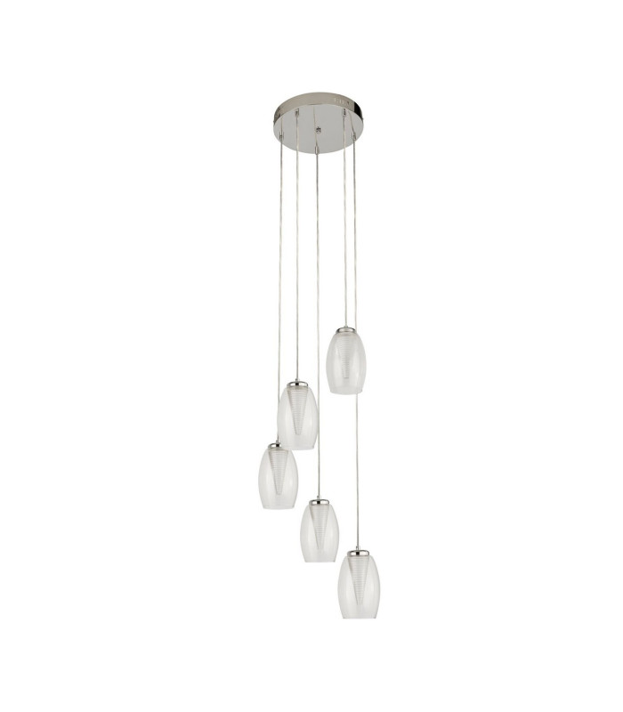 Cyclone 5 Light Drop Pendant Clear Glass 3000K_Off