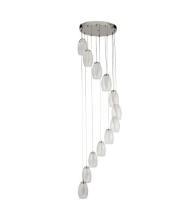 Cyclone 12 Light Drop Pendant Clear Glass 3000K_Off