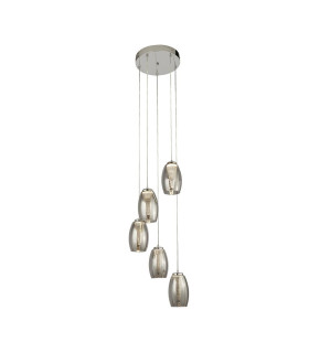 Cyclone 5 Light Drop Pendant Smoked Glass 3000K_Main