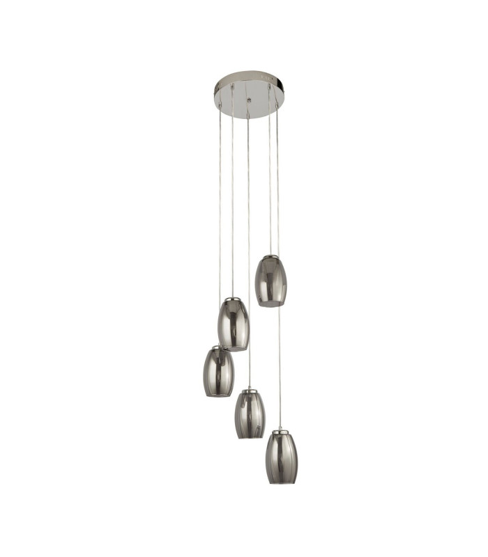 Cyclone 5 Light Drop Pendant Smoked Glass 3000K_Off