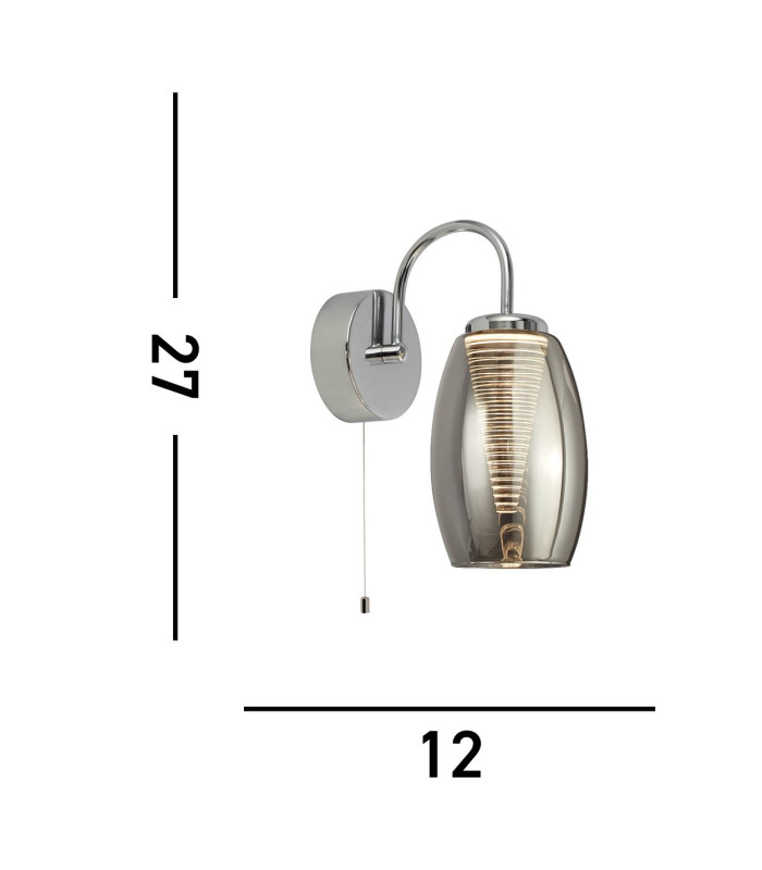 Cyclone 1 Light Wall Light Smoked Glass 3000K_Line