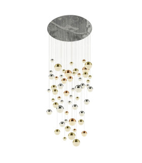Planets 55 Light Pendant Copper Chrome Satin Brass Balls & Crystal Sand 4000K_Main