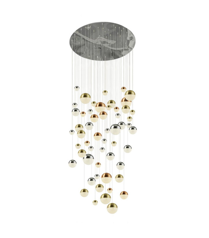 Planets 55 Light Pendant Copper Chrome Satin Brass Balls & Crystal Sand 4000K_Main