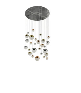Planets 27 Light Copper Chrome Satin Brass Caps & Crystal Sand 4000K_Main