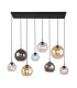 Mardi Gras 8 Light Bar Pendant Matt Black Multi Colour Glass Shades_Main