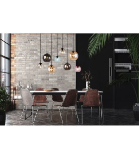 Mardi Gras 8 Light Bar Pendant Matt Black Multi Colour Glass Shades_Room