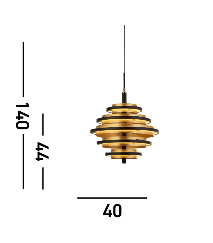 Hive Black/Gold Leaf 5 Light LED Pendant 2700K_Line
