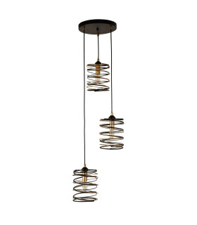 Spring 3 Light Drop Pendant Black And Gold_Off