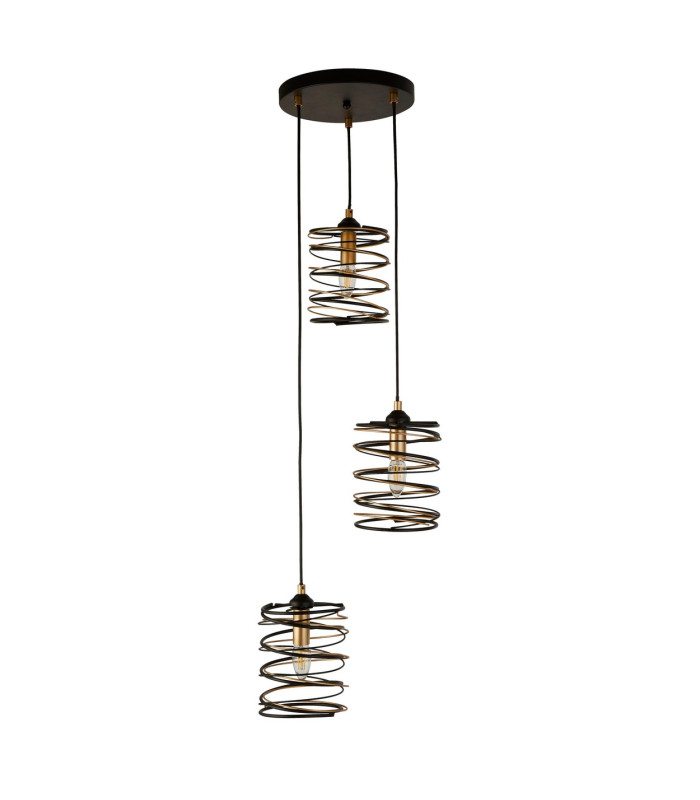 Spring 3 Light Drop Pendant Black And Gold_Off