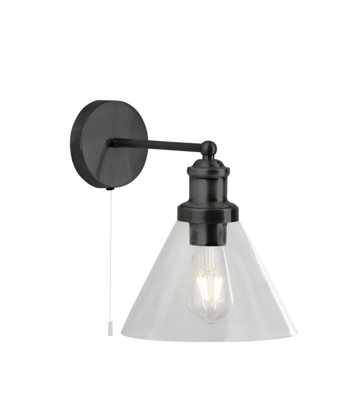 Pyramid Wall Light Matt Black Clear Glass Shade_Main