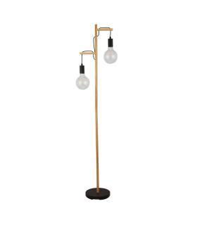 Woody 2 Light Floor Lamp Black And Ash Wood_Off