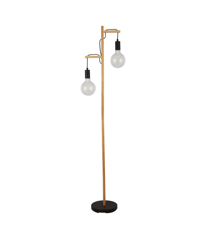 Woody 2 Light Floor Lamp Black And Ash Wood_Off