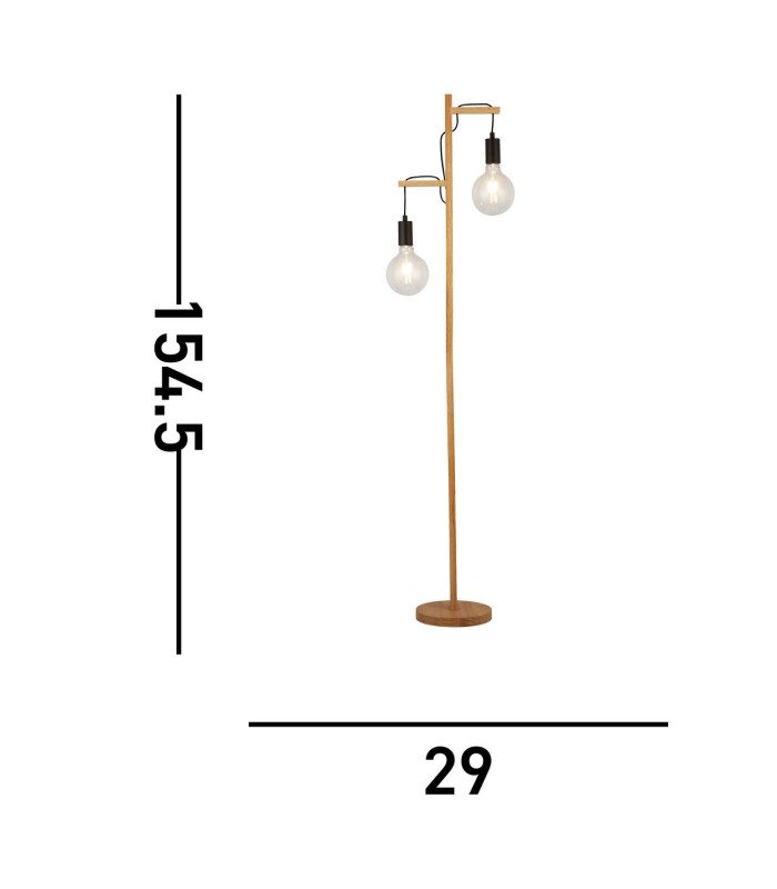 Woody 2 Light Floor Lamp Black And Ash Wood_Line