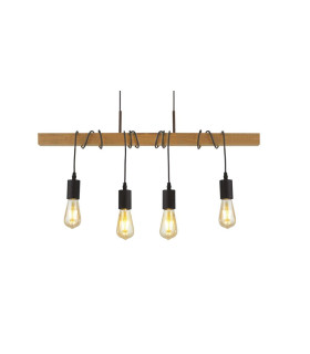 Woody 4 Light Pendant Black And Ash Wood_Main