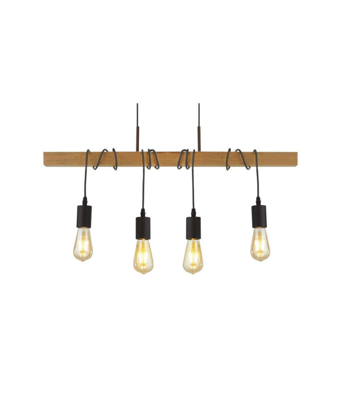 Woody 4 Light Pendant Black And Ash Wood_Main