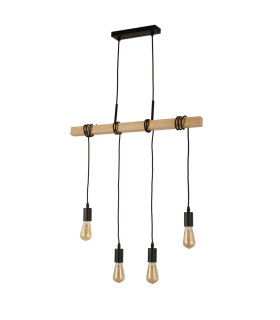 Woody 4 Light Pendant Black And Ash Wood_Off