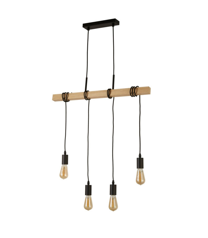 Woody 4 Light Pendant Black And Ash Wood_Off