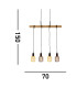 Woody 4 Light Pendant Black And Ash Wood_Line