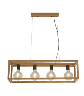 Square Woven Bamboo Wood 4 Light Pendant_Main