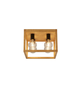 Square Woven Bamboo Wood 4 Light Ceiling Flush_Main