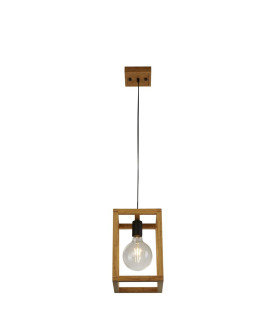 Square Woven Bamboo Wood 1 Light Pendant_Main