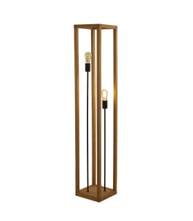 Square Woven Bamboo Wood 2 Light Floor Lamp_Main