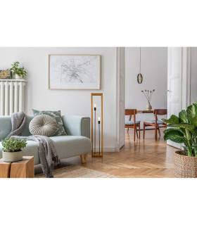Square Woven Bamboo Wood 2 Light Floor Lamp_Room
