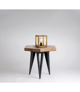 Square Woven Bamboo Wood 1 Light Table Lamp_Room
