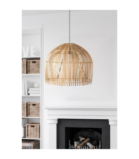 Bali 1 Light Pendant Bamboo Shade Black Suspension_Room