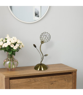 Bellis Table Lamp Antique Brass Clear Glass Deco Shade_Room